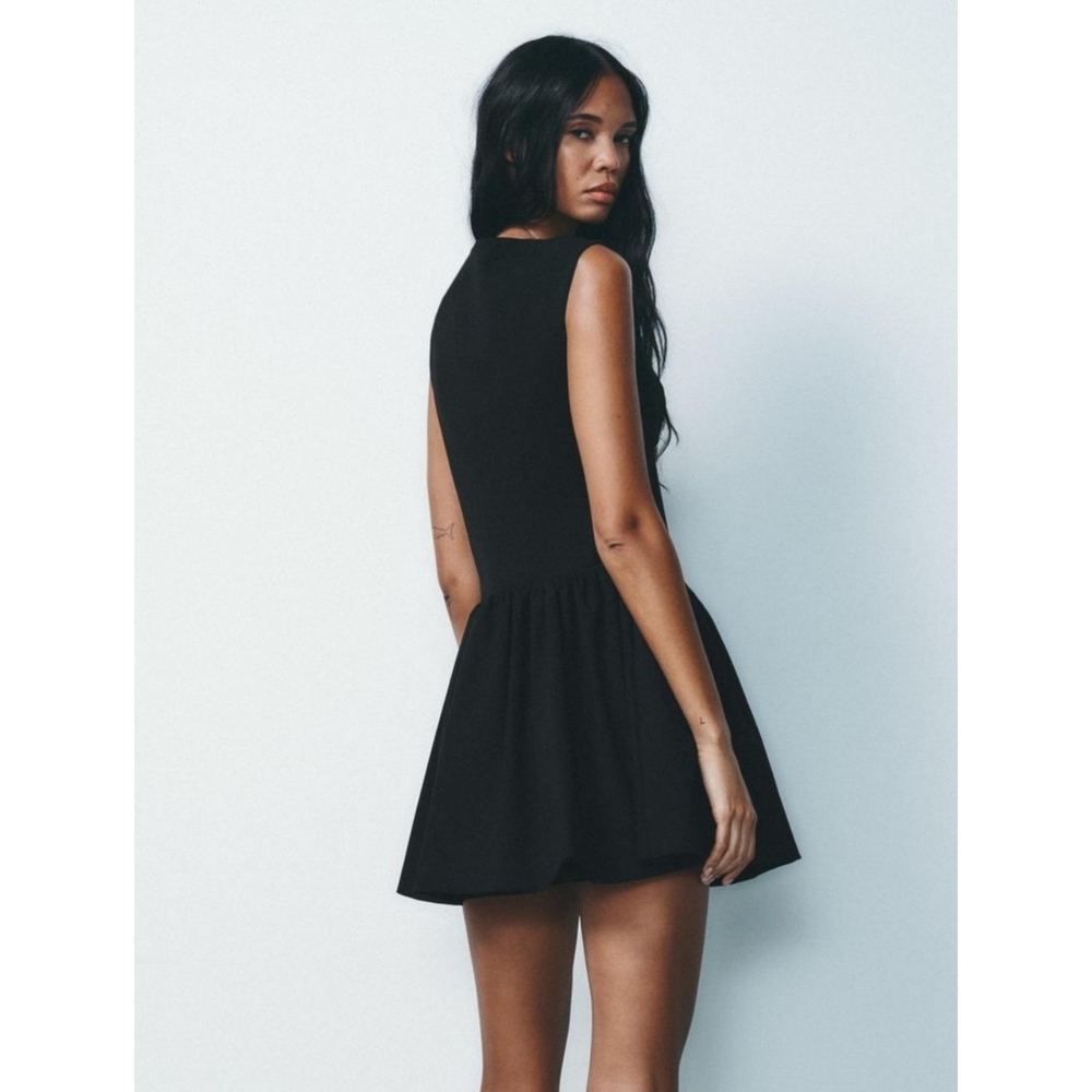 Zara Square Neck Pleated Dress Black size S and XXL - Picture 11 of 13
